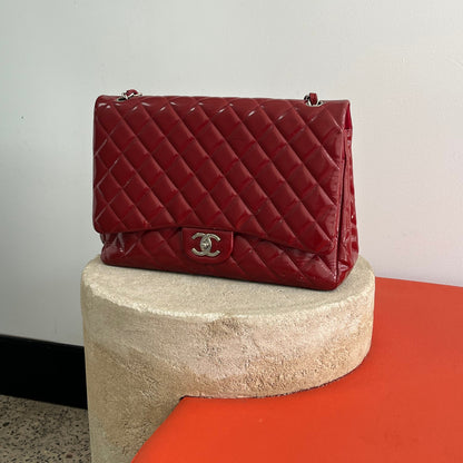 Chanel Jumbo Double Flap Patient Red Leather Sliver Hardware