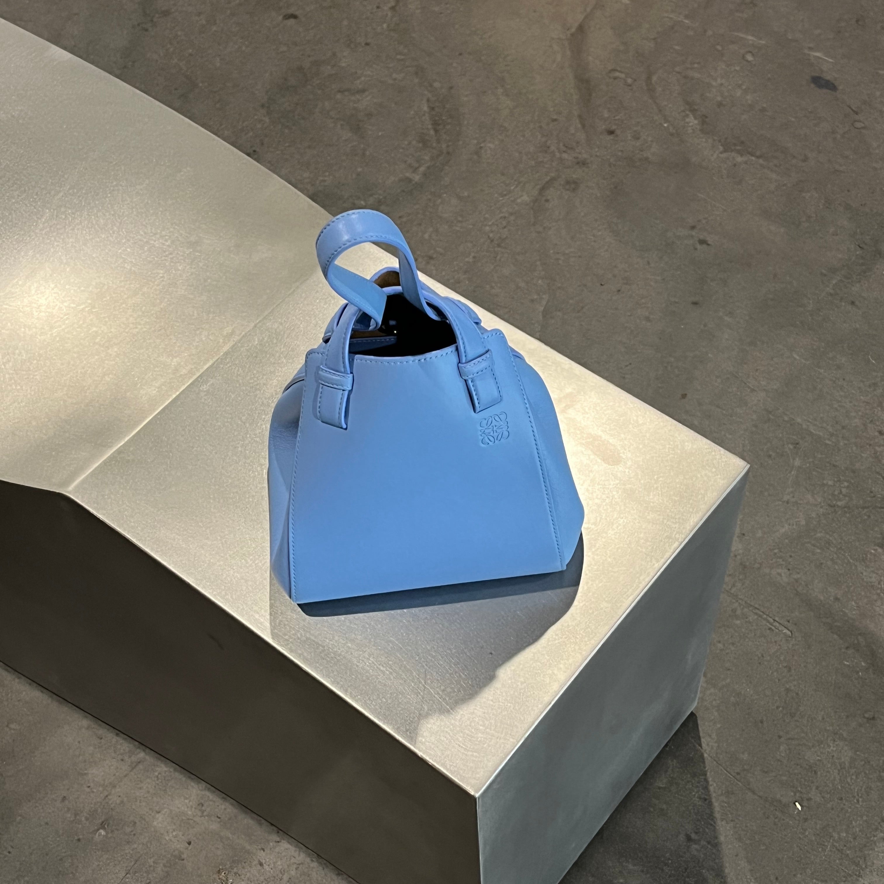 Loewe baby blue leather nugget bag hammock bag