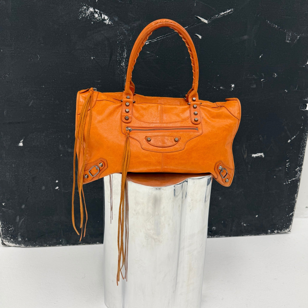 Balenciaga City Bag in Orange Styled Shot